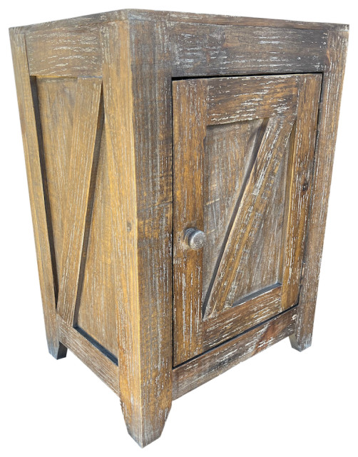 Barn Door End Table, Brown Farmhouse Side Tables And End Tables