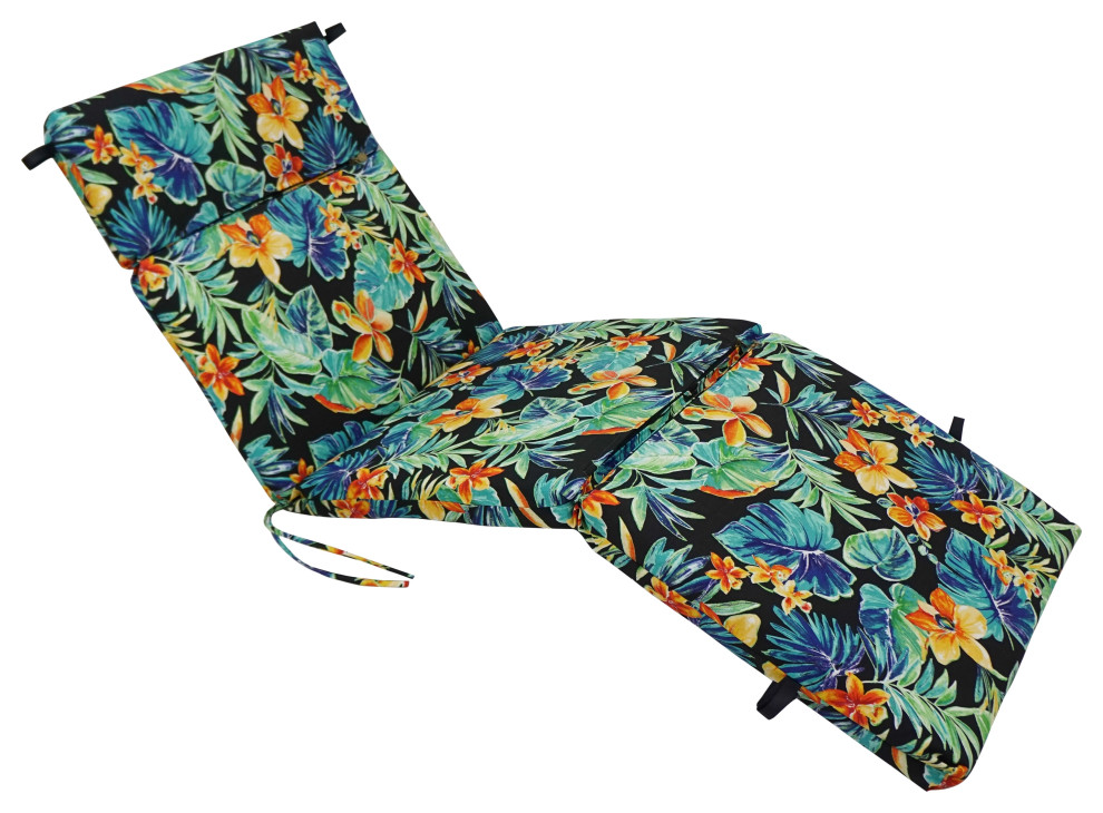 72"X24" Patterned Polyester Outdoor Chaise Lounge Cushion, Beachcrest