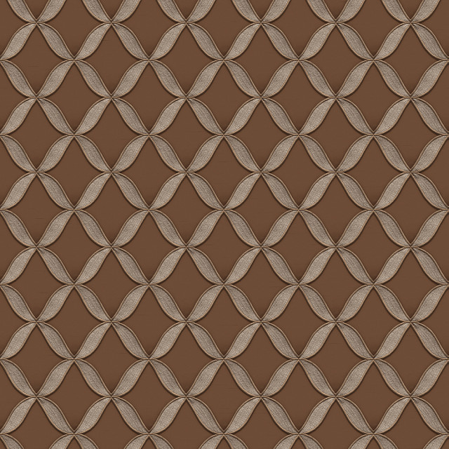 Geometric Textured Wallpaper With Petals, Taupe Gold Brown, 1 Roll