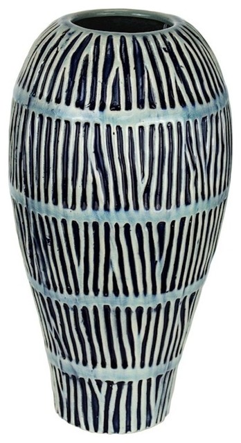 Sagebrook Home Decorative Ceramic Vase Aqua Blue Contemporary