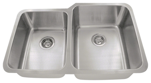 Kitchen Sink Offset Double Bowl Stainless Steel