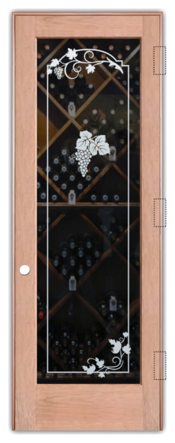 Wine Door - Grape Cluster Grape Ivy - Cherry - 30" x 96" - Knob on Left -...