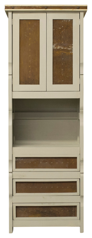 Samuel Linen Cabinet With Metal Panels, Gray, 30x20x72