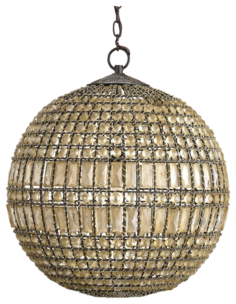 Hollywood Regency Crystal Orb Modern Pendant Lamp