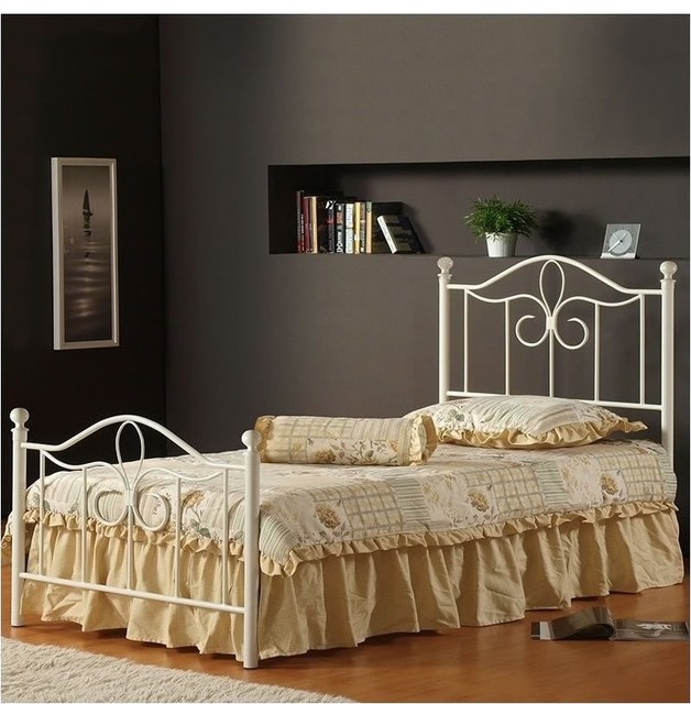 Metal Spindle Bed Off White Traditional Panel Beds By Homesquare