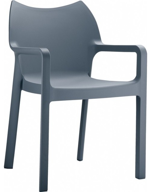 Diva Resin Outdoor Dining Arm Chair, Set of 4 Contemporary Outdoor