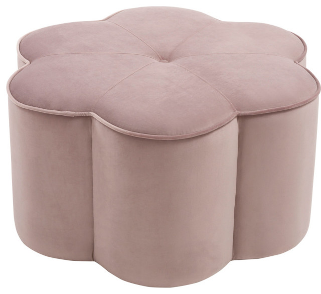Velvet Flower Shaped Ottoman Transitional Footstools And Ottomans