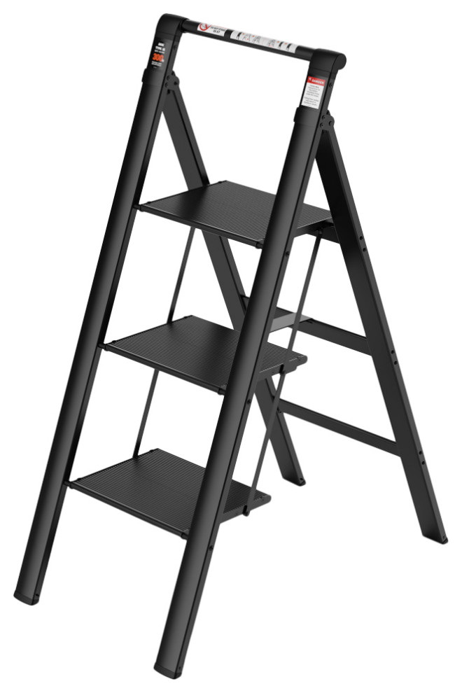 3 Step AntiSlip Wide Pedal Ladder Aluminum Safety Household Stool Ladders Modern Ladders