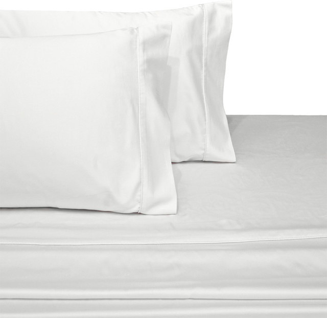 650TC Wrinkle-Free Solid Cotton Blend Sheet Set, White, King