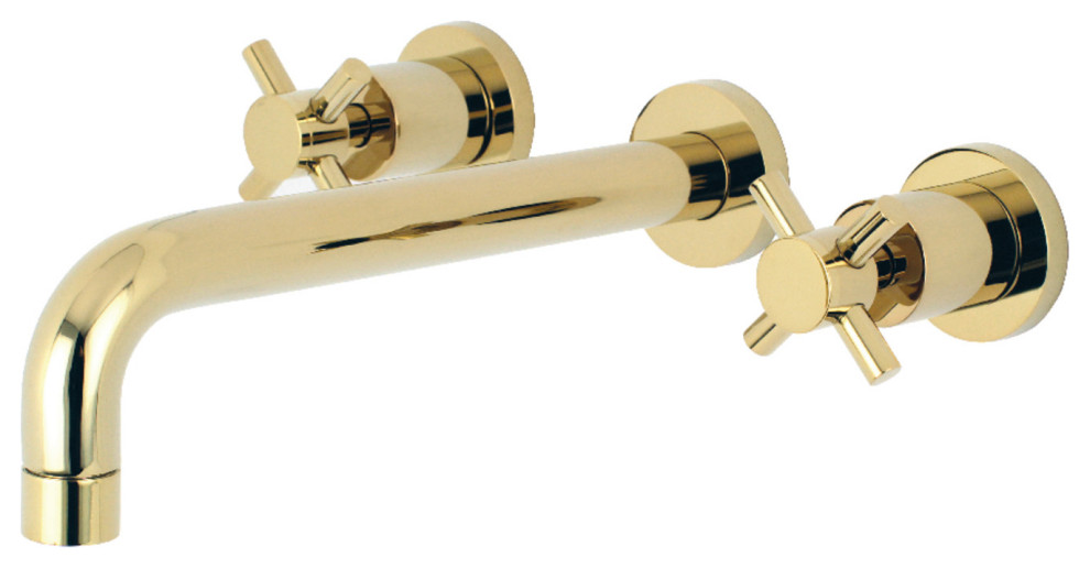 Kingston Brass Two-Handle Wall Mount Tub Faucet, Polished Brass