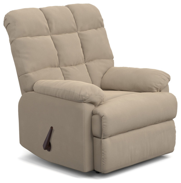 Comfortable Recliner Chair, Microfiber Seat With Biscuit Tufted Back
