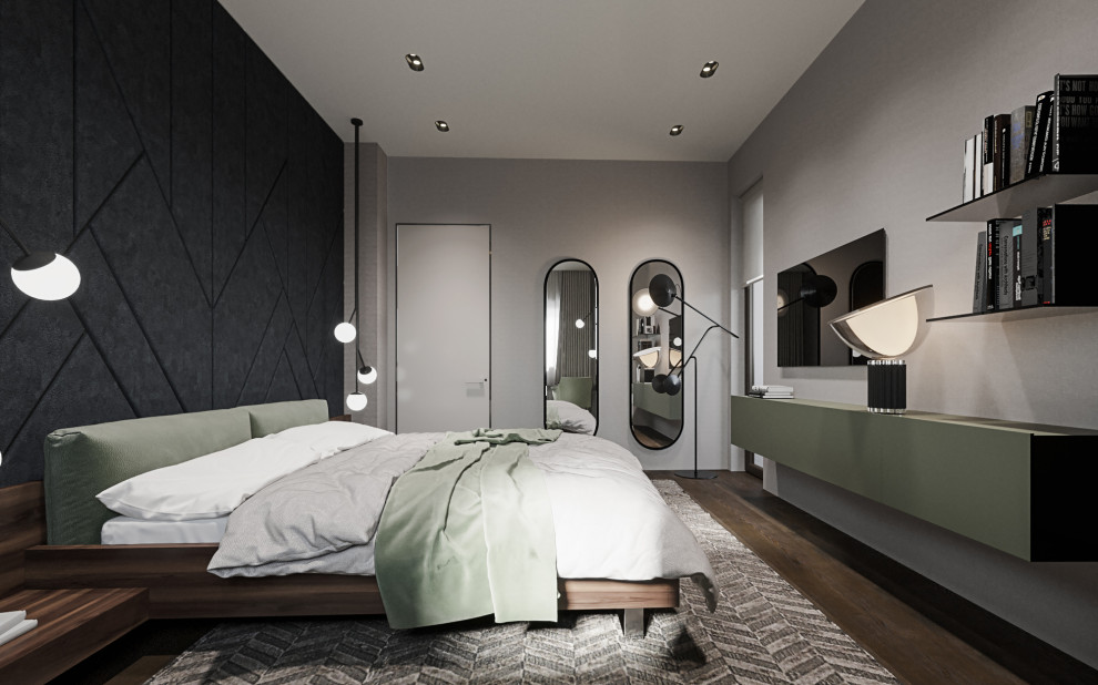 Спальня в современном стиле  в колониальных тонах