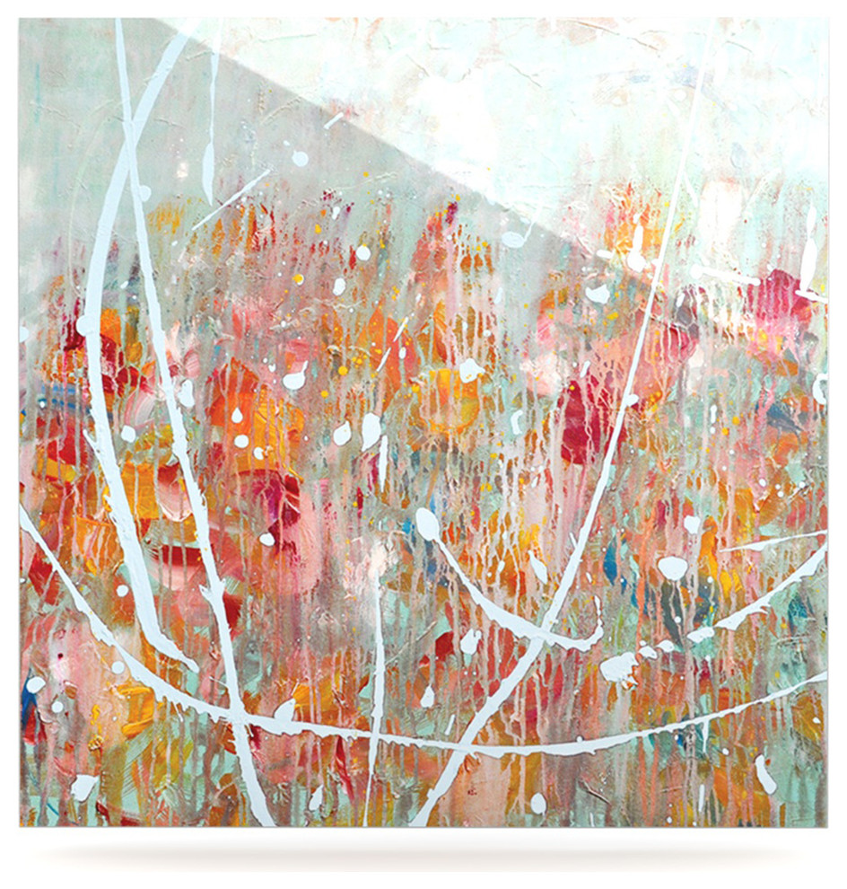Iris Lehnhardt "Joy" Splatter Paint Metal Luxe Panel, 10"x10"