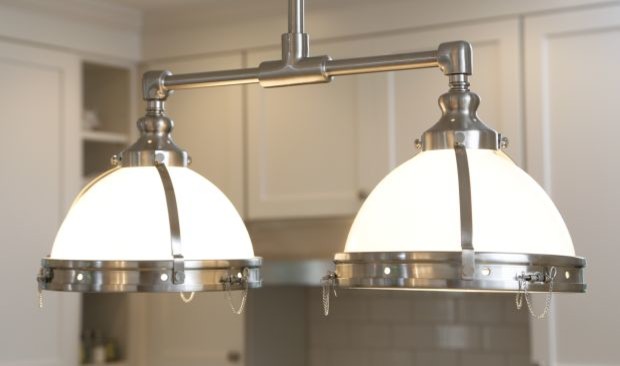 Eat-in kitchen - mid-sized transitional l-shaped dark wood floor eat-in kitchen idea in Cedar Rapids with a farmhouse sink, shaker cabinets, white cabinets, granite countertops, white backsplash, subway tile backsplash, stainless steel appliances and an island
