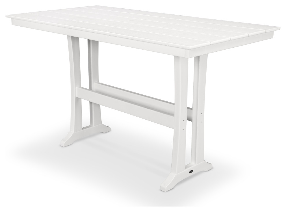 POLYWOOD Farmhouse 37" x 72" Bar Table Beach Style Outdoor Pub And Bistro Tables by