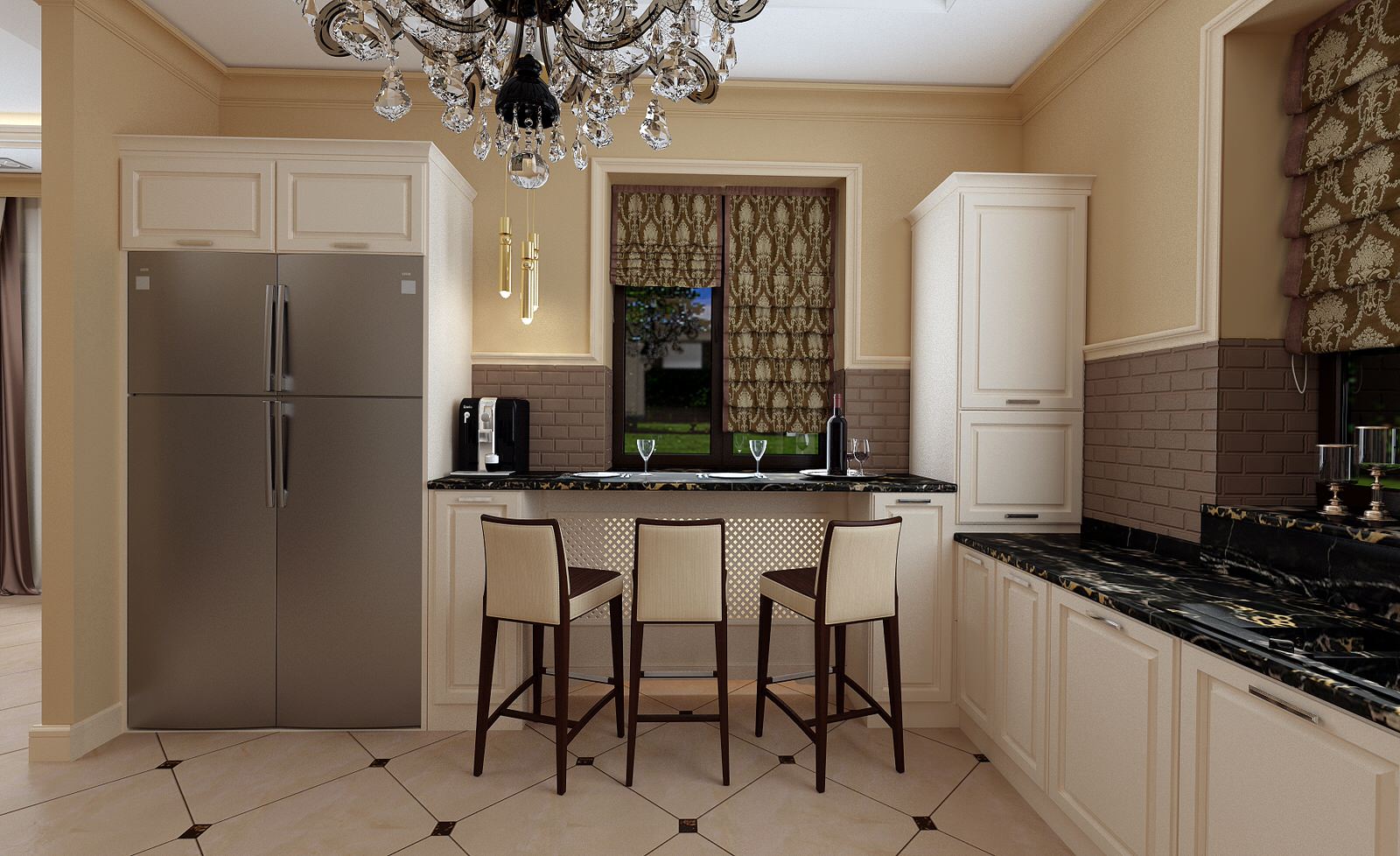 Дизайн интерьера кухни-столовой в частном доме в Ростовской области