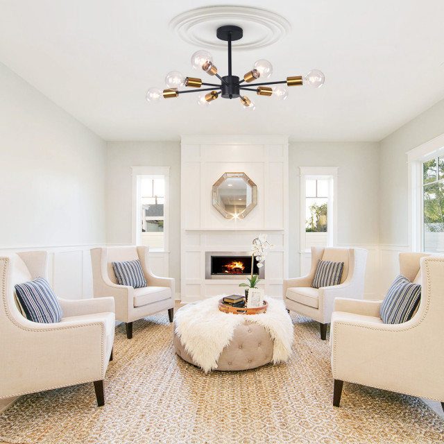 8 Light Sputnik Semi Flush Mount - Midcentury - Flush-mount Ceiling ...