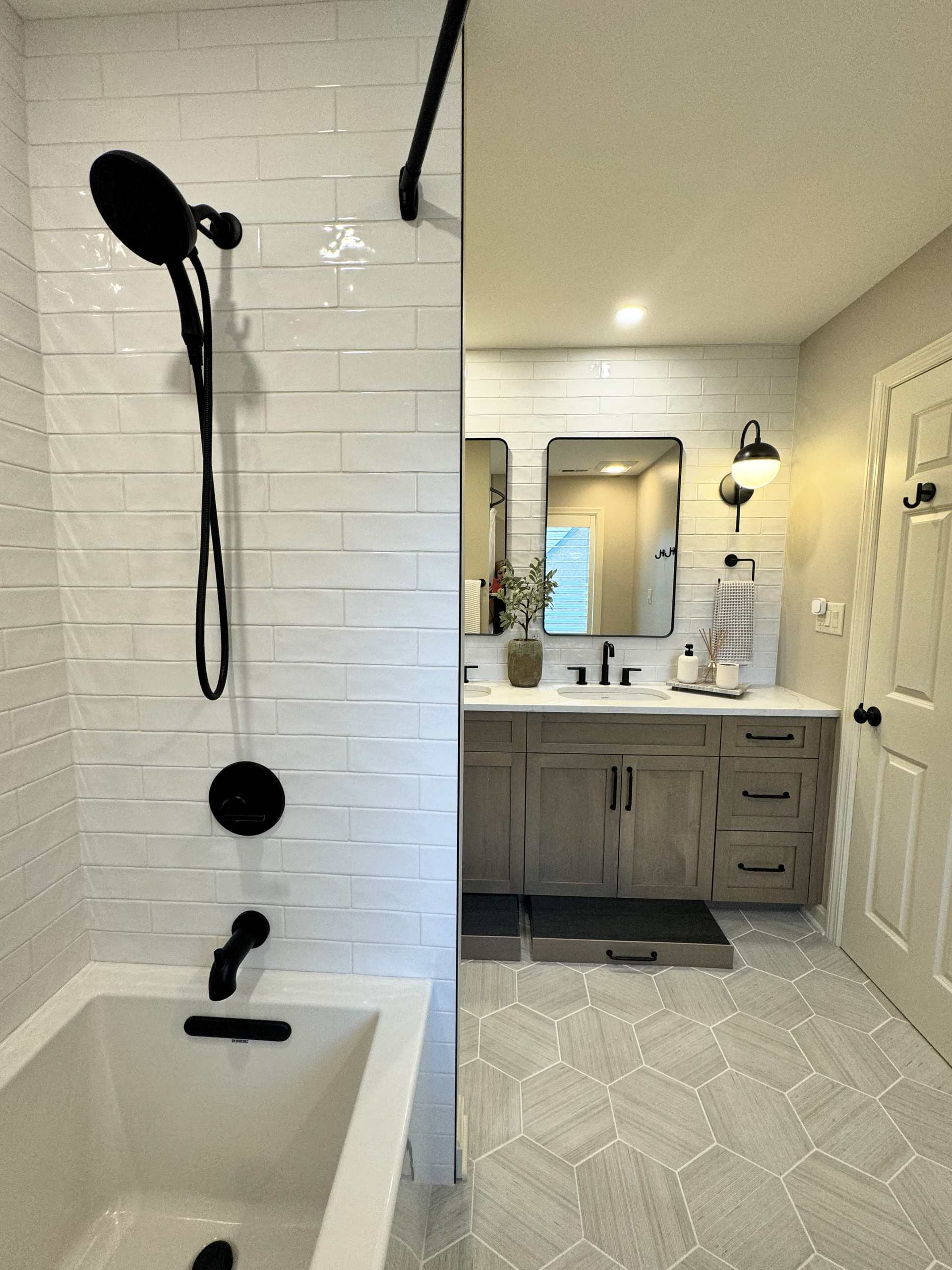 Elegant Rustic Luxe Bathroom renovation.