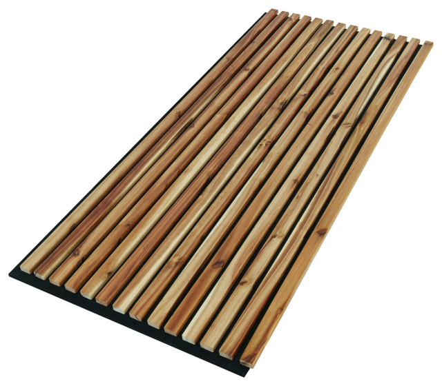Solid Wood Slat Wall Panels Set of 2 Wood Wall Panels Acacia Contemporary Wall Panels