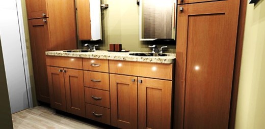 Medium sized rustic ensuite bathroom in Other with a submerged sink, recessed-panel cabinets, medium wood cabinets, granite worktops, beige walls and porcelain flooring.