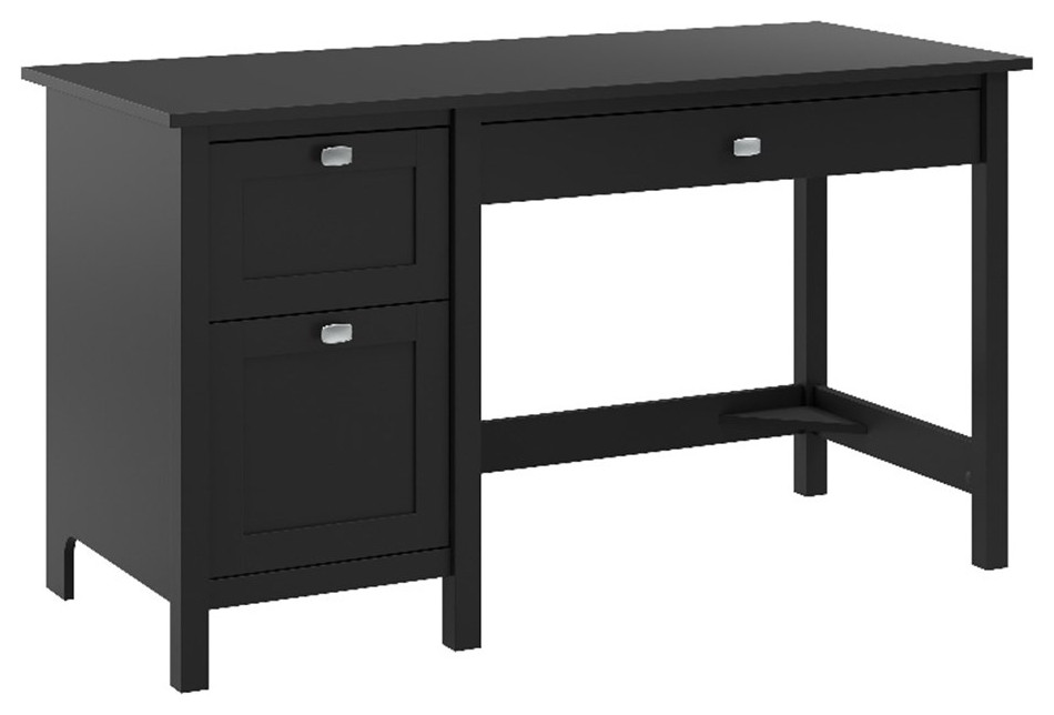 Broadview 54W Computer Desk with Drawers in Classic Black - Engineered Wood
