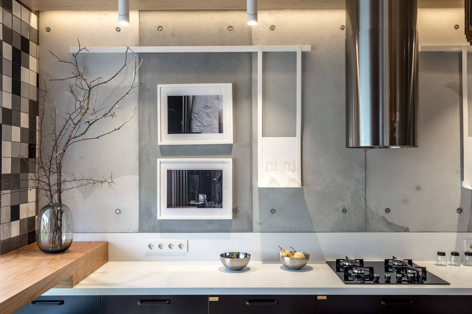 Кухня-Гостиная в серых оттенках