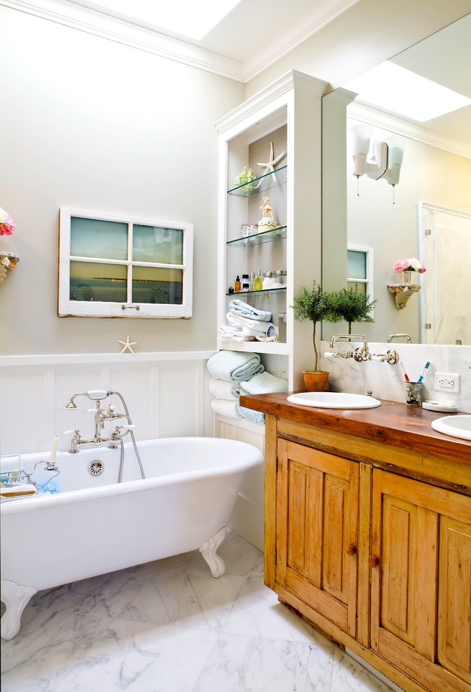 Design ideas for a traditional bathroom in San Francisco with a claw-foot tub.