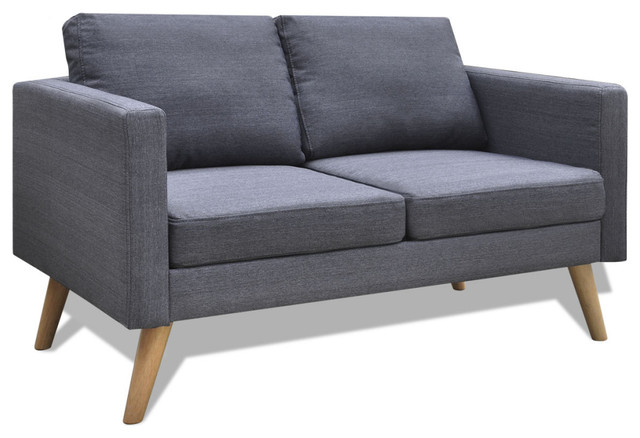 Vidaxl 2 Seater Sofa Fabric Dark Gray Midcentury Sofas By Vidaxl 2 Seater Sofa Fabric Dark Gray