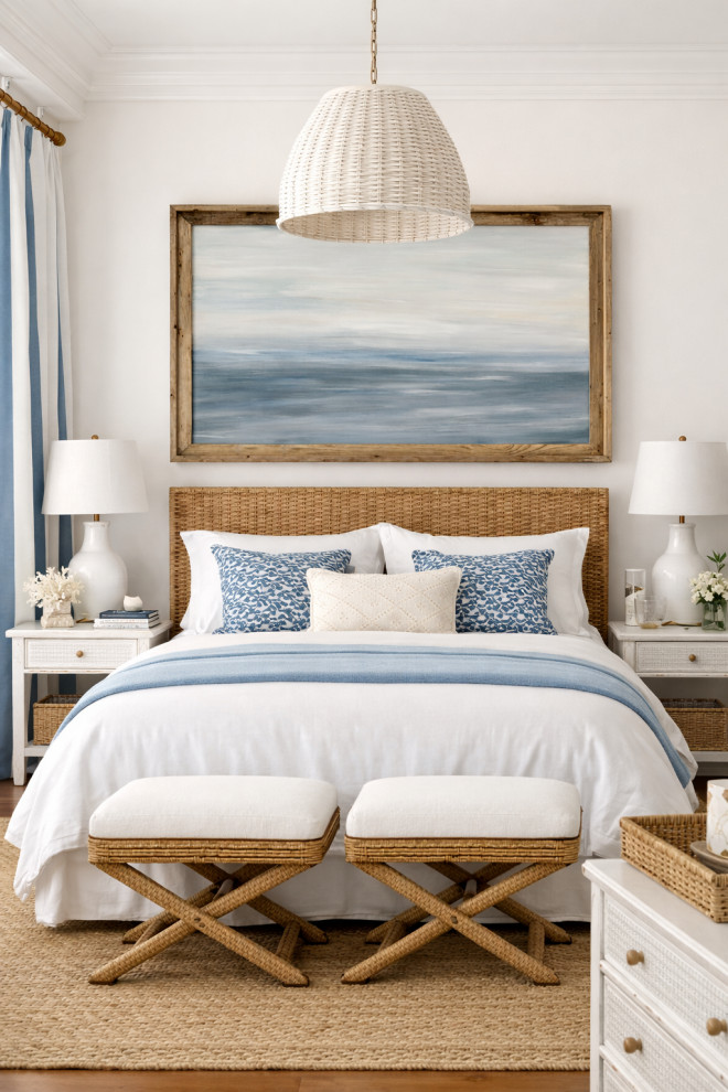 Example of a large beach style bedroom design