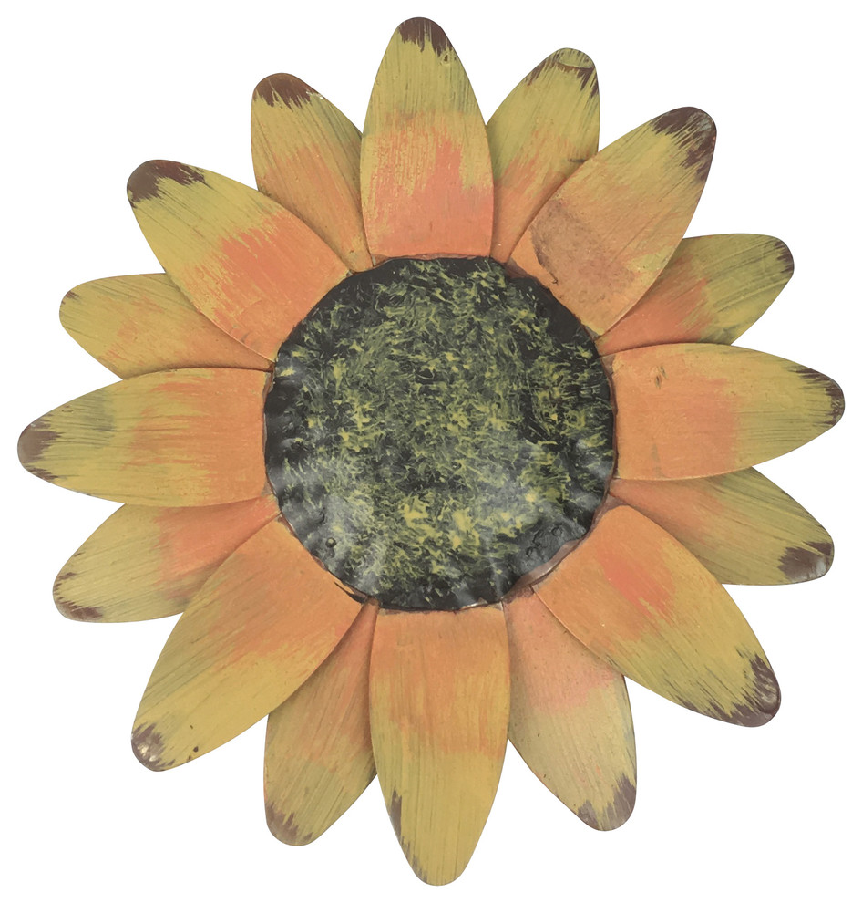 Tin Magnet Sun Flowers, Set of 4, 4"