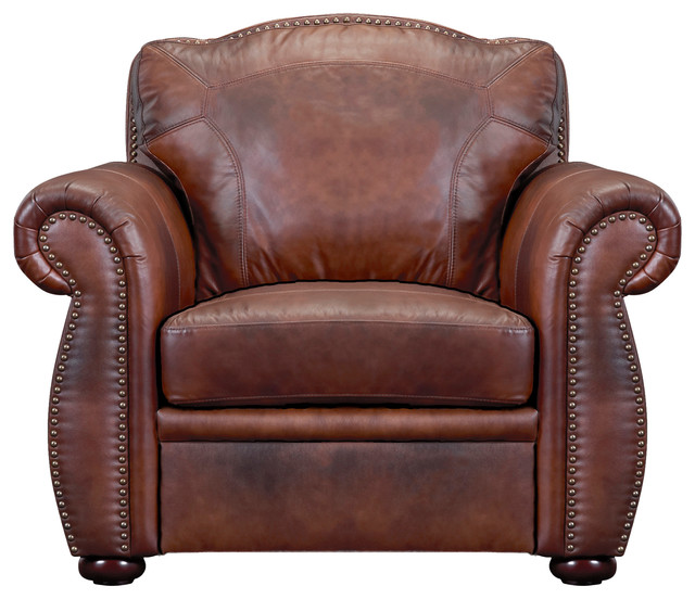 Casey Top Grain Italian Leather Club Chair Traditional Armchairs Casey Top Grain Italian Leather Club Chair