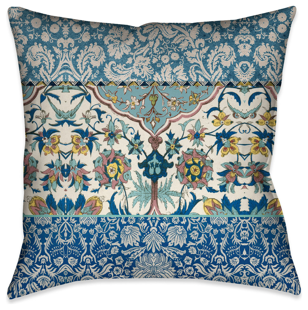 Laural Home Royal Blue Bohemian Tapestry Outdoor Decorative Pillow, 20"x20"