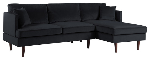 Modern Brush Microfiber Sectional Sofa With Extra Wide Chaise Modern Brush Microfiber Sectional Sofa With Extra Wide Chaise Black