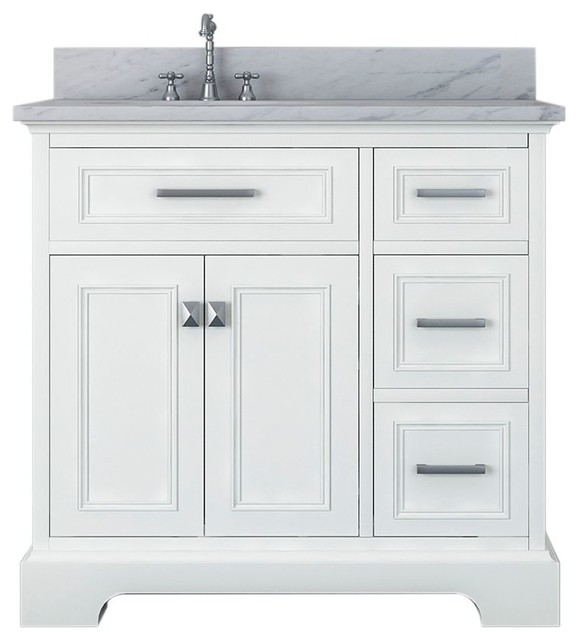 Pittsburgh 37, Single Bathroom Vanity, White - Transitional - Bathroom ...