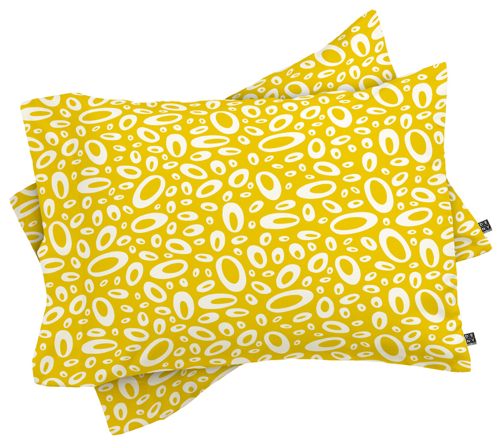 Deny Designs Heather Dutton Molecular Yellow Pillow Shams, King, Queen