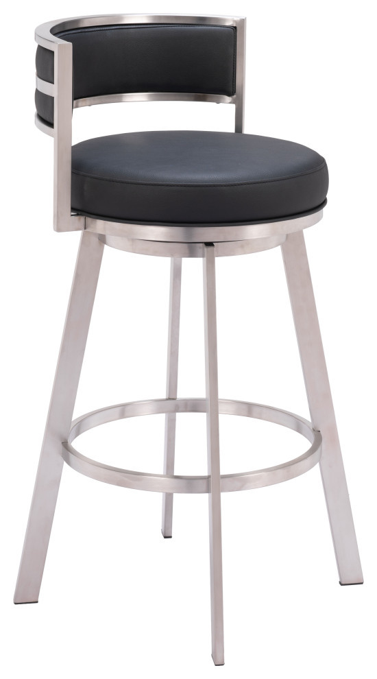 Adeline Swivel Barstool Black Set of 2 Contemporary Bar Stools And