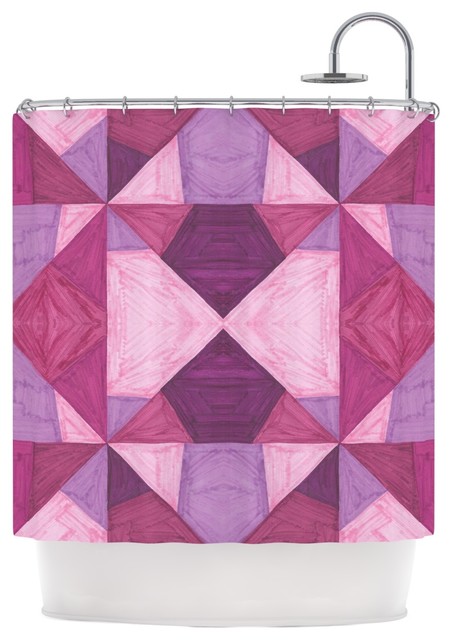 Empire Ruhl "Purple Angles" Pink Geometric Shower Curtain