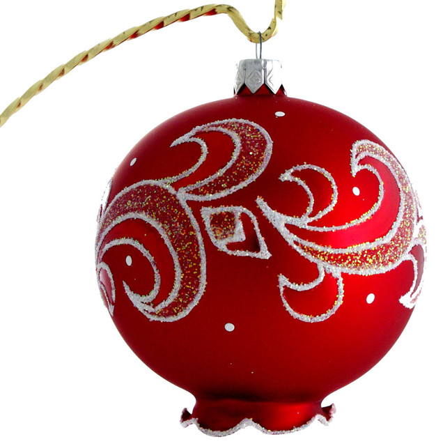 inchPrestigeinch Hand Painted Glass Christmas Ornament (Red