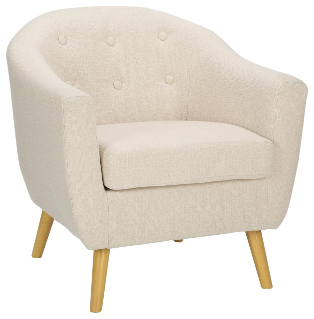 Rockwell Chair, Natural Wood, Cream Fabric