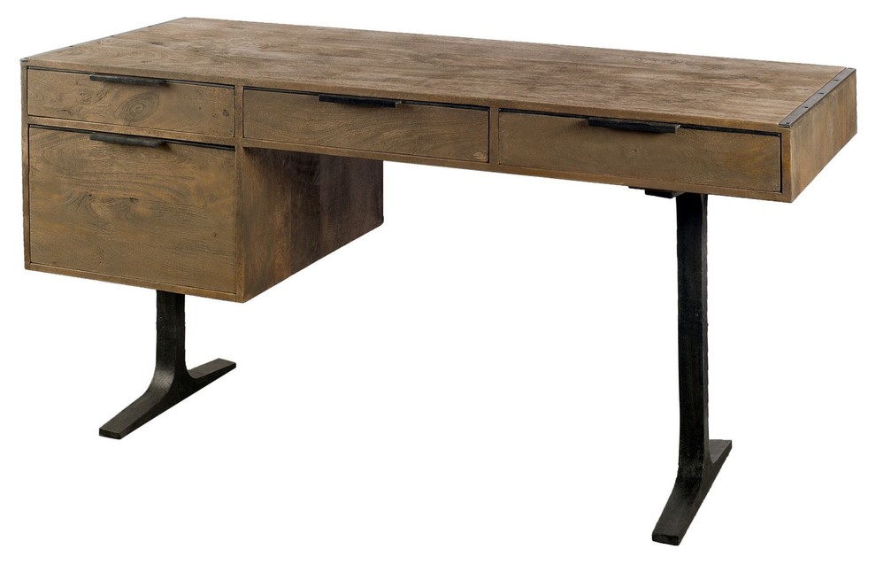 Geffrey Sleek Office Desk Industrial Desks And Hutches By Rustic Home Furnishings