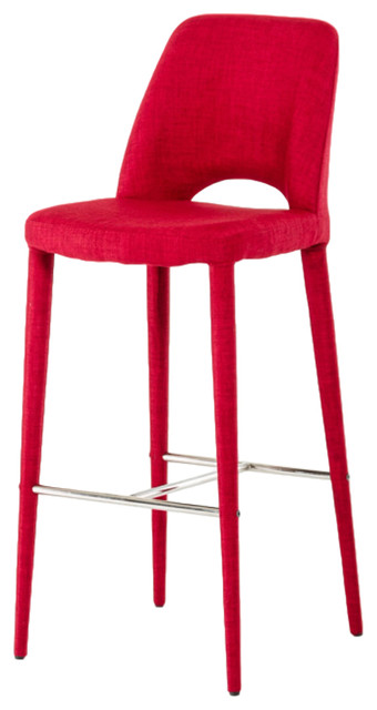 Modrest Williamette Modern Red Fabric Bar Stool Midcentury Modrest Williamette Modern Red Fabric Bar Stool