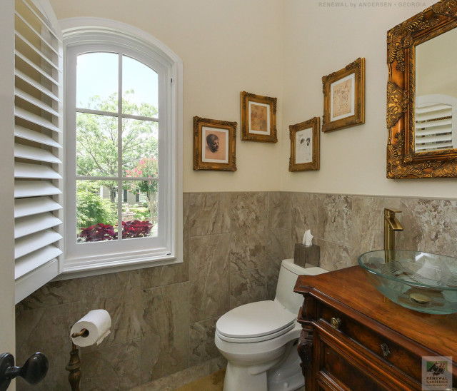 Bathroom with New Rounded Top Window Renewal by Andersen Bathroom Atlanta