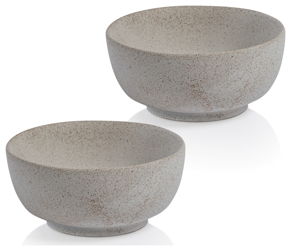 Carballo Large Ceramic Textured Bowls, Set of 2