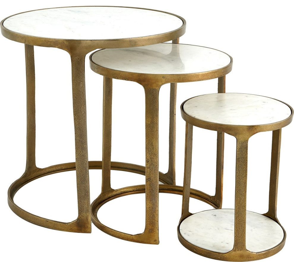 Marble Top Nesting Tables Transitional Coffee Table Sets by