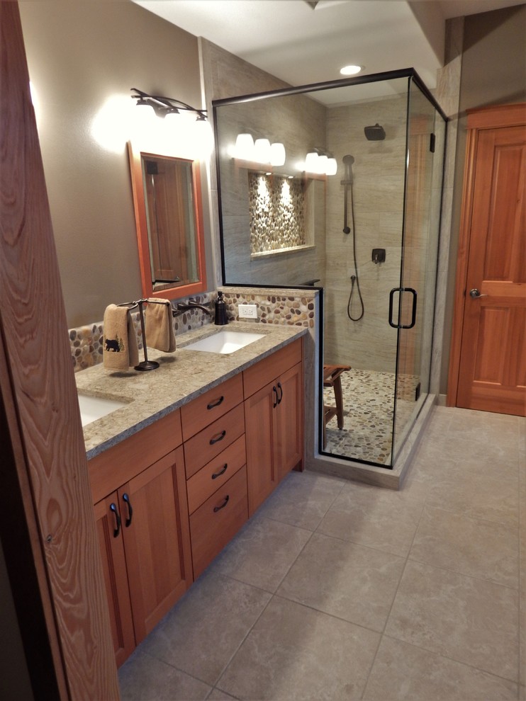 Inspiration for a rustic bathroom remodel in Seattle