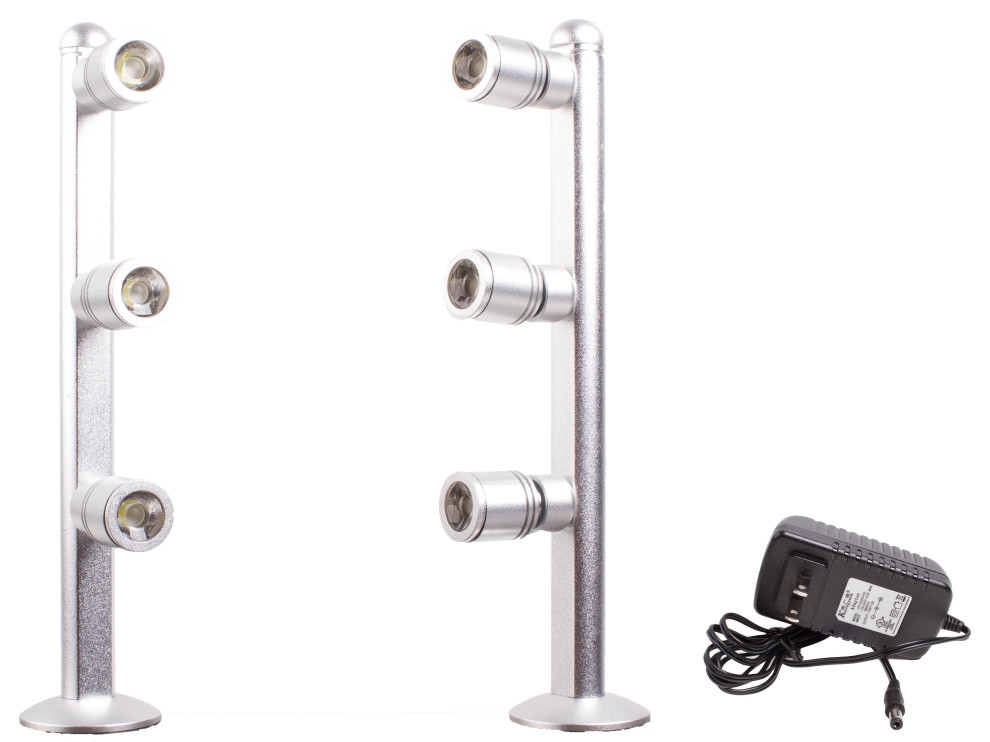 2 Pack Showcase LED Light Pole Spot Light Silver Color 6000K 8 Inches