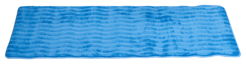 Lavish Home Memory Foam Extra Long Bath Rug Mat - Blue - 24x60