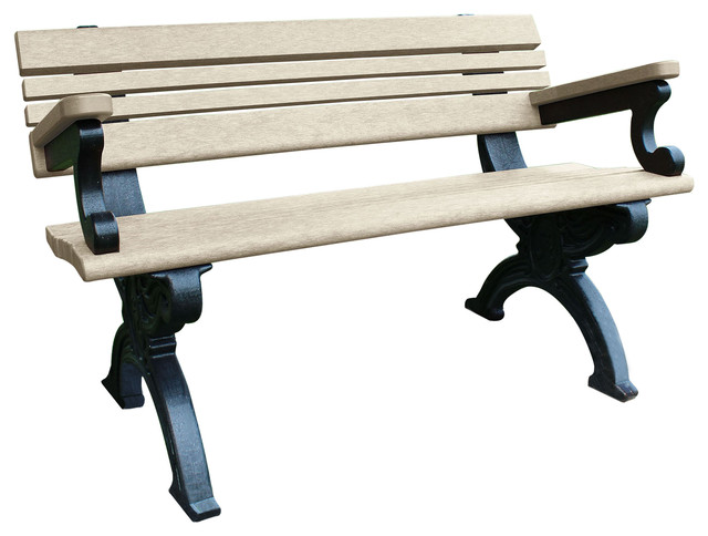 Bench Hartford W Back With Armrests 4 With Decorative Black