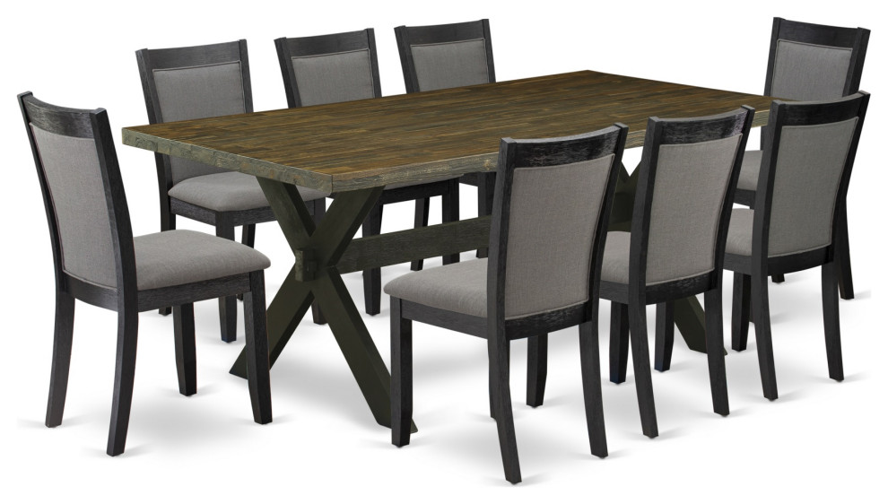 X677Mz650-9 9-Piece Dining Set, Rectangular Table and 8 Parson Chairs