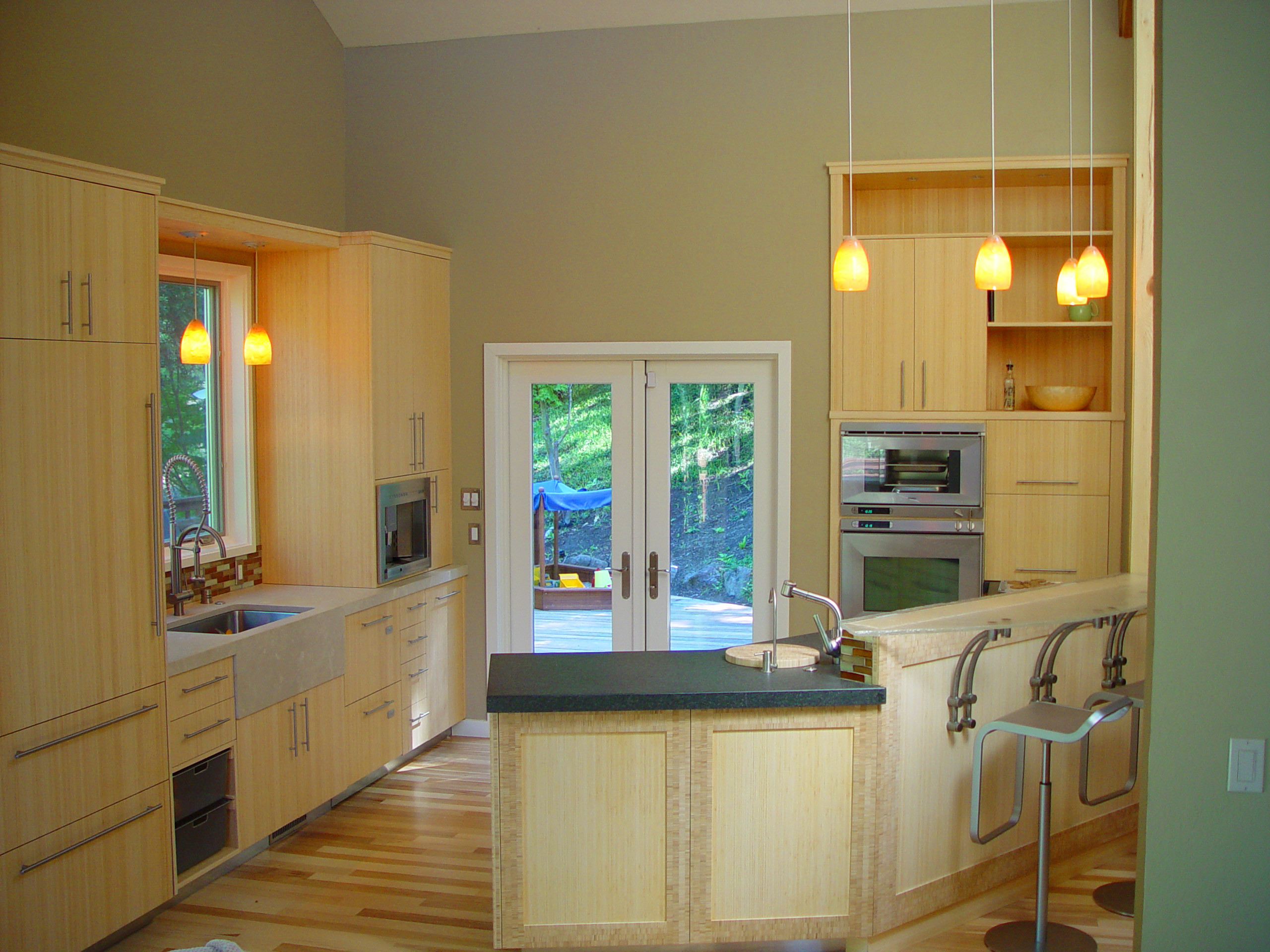 Natural Bamboo Contemporary Kitchen - Orinda (wide view)